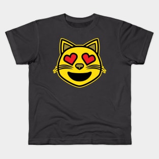 Heart Eyes Smiling Cat Face Funny Feline Lover Novelty product Kids T-Shirt